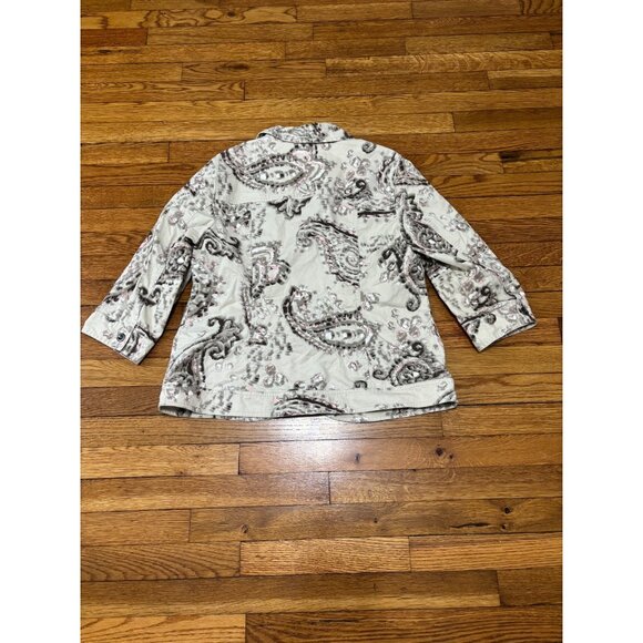 Chico's Womens Jacket Sz 2 (US 12) Gray Stretch Cotton 3/4 Sleeve Pockets Twill - Picture 7 of 7